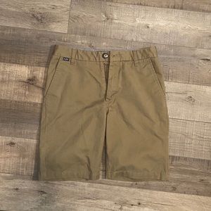 Boys Fox flat front tan shorts